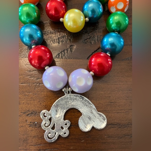 Girls rainbow bead and charm necklace and bracelet set - Picture 6 of 7